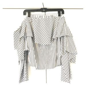Off-shoulder striped Boohoo top